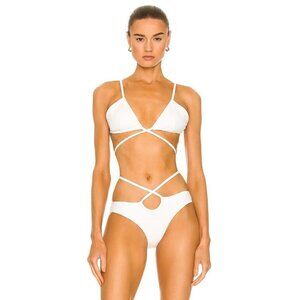 CHRISTOPHER ESBER Looped Tie Bikini Bottom in White 2 New Womens Swimsuit